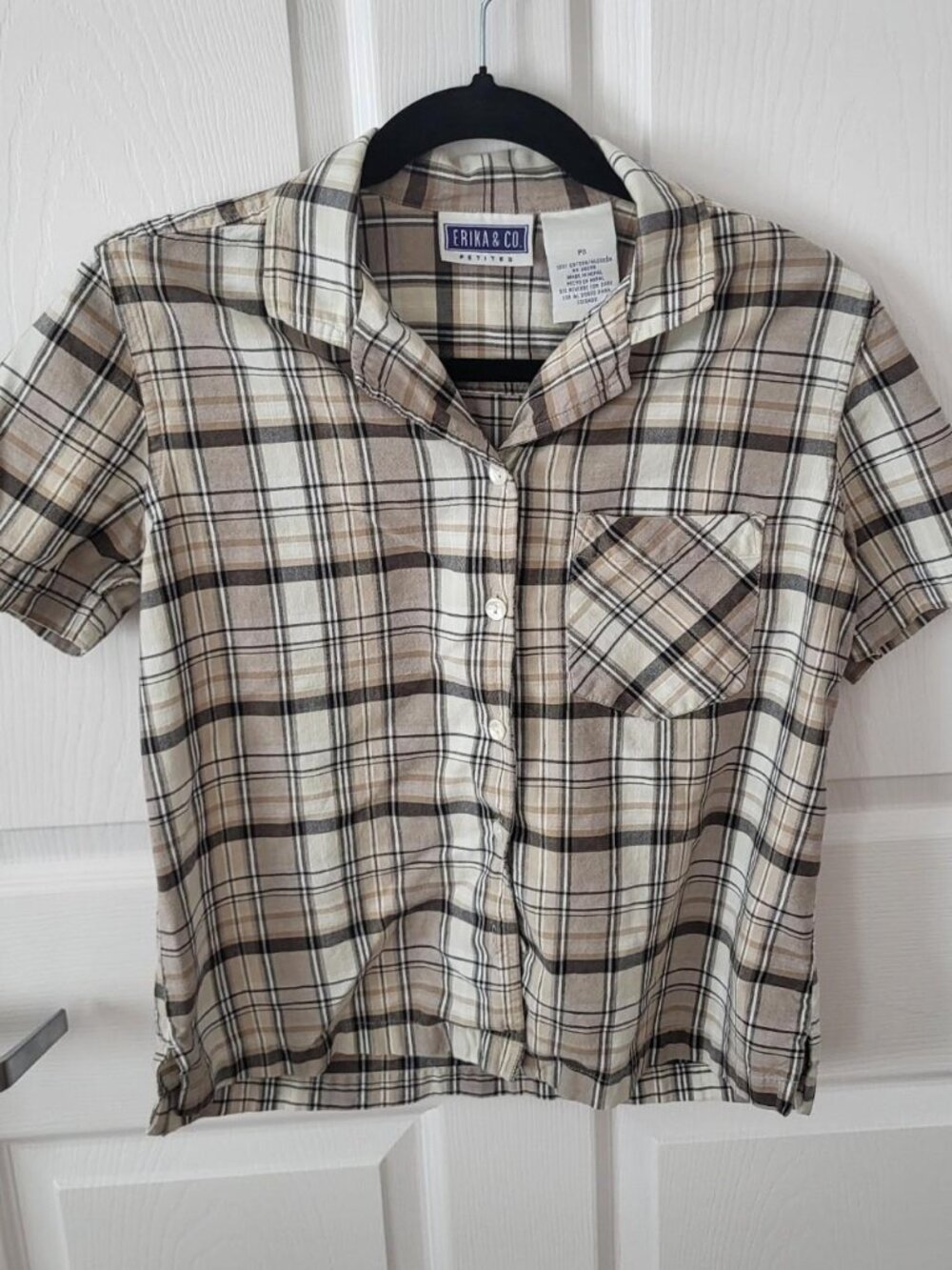 Vintage Erika and Co. Petite Plaid Button-up